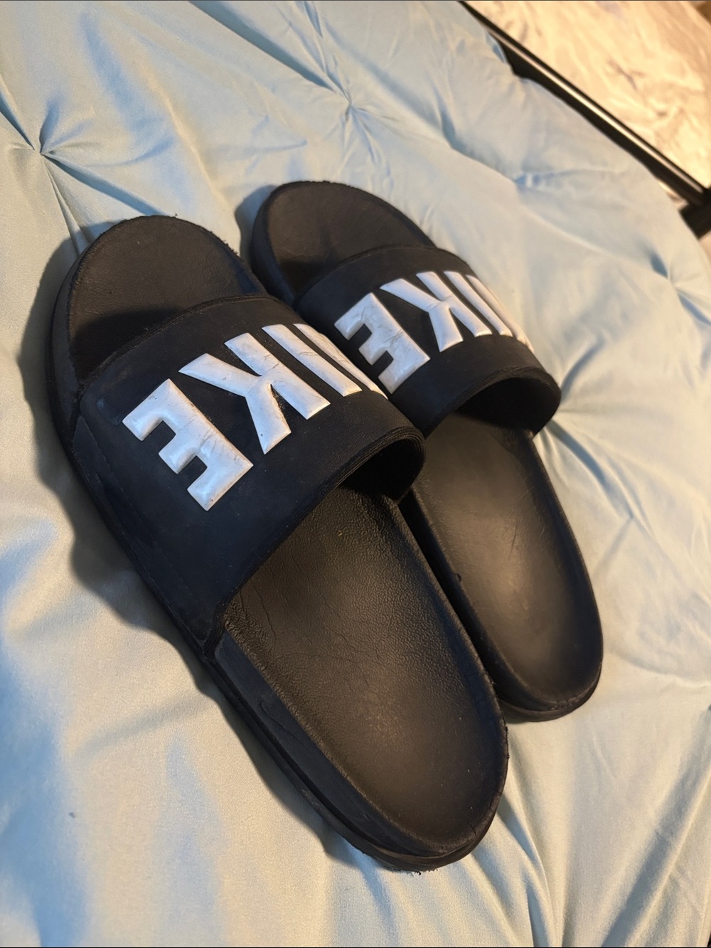 Nike Black Slides with White Logo
